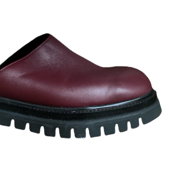 Clizia Leather Burgundy "Sierra" Platform Mules Leather Chunky Platform Size 39 - Picture 6 of 9